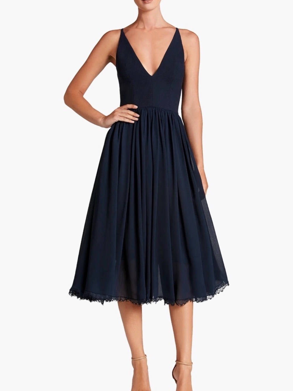 Alicia Chiffon Navy Cocktail Dress